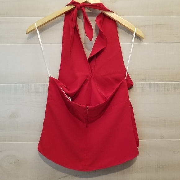 {XS} Amanda Uprichard New York Cabo Halter Top In Scarlet - Picture 2 of 9